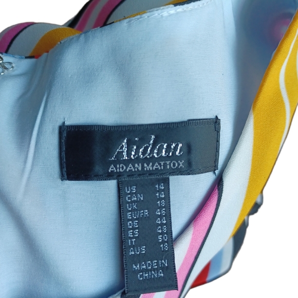 Aidan Mattox Womens Multicolored Stripes Shift Dress Tasseled Scoop Neck Size 14 - Picture 10 of 10